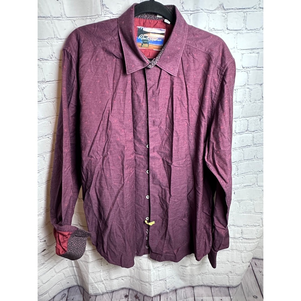 Robert Graham FLIP CUFF Button Down Shirt Long Sleeve Patterned Casual XL